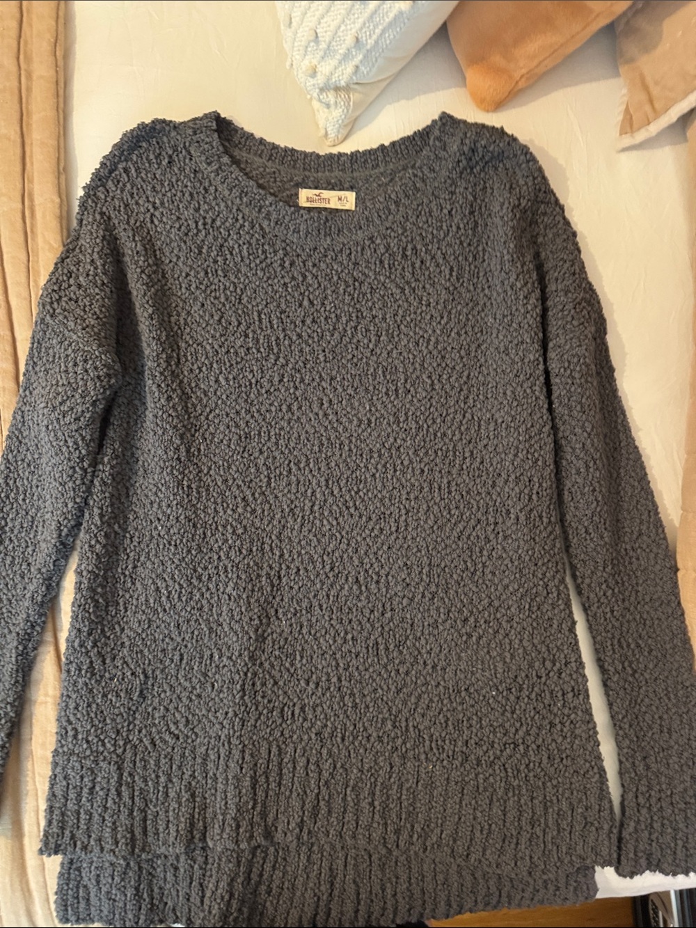 Hollister Charcoal Popcorn Knit Crewneck Sweater
